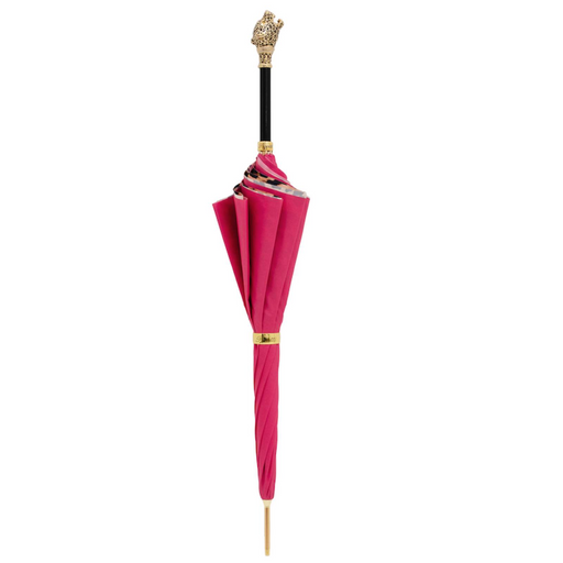 Stylish Leopardized Panther Handle Pink Umbrella