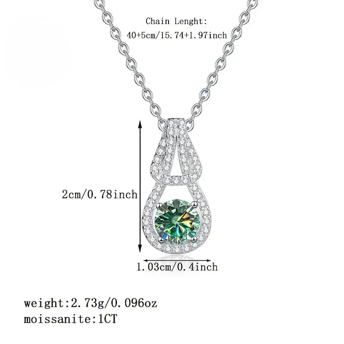 Elegant 1 Carat Moissanite Pendant Necklace – 925 Sterling Silver Luxury Jewelry for Women