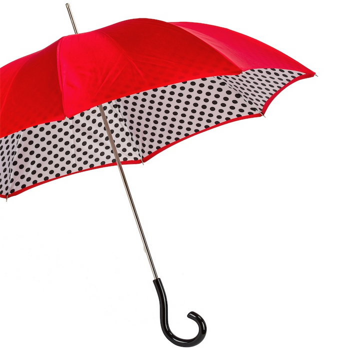 Red Polka Dots Bright Red Double Cloth Umbrella