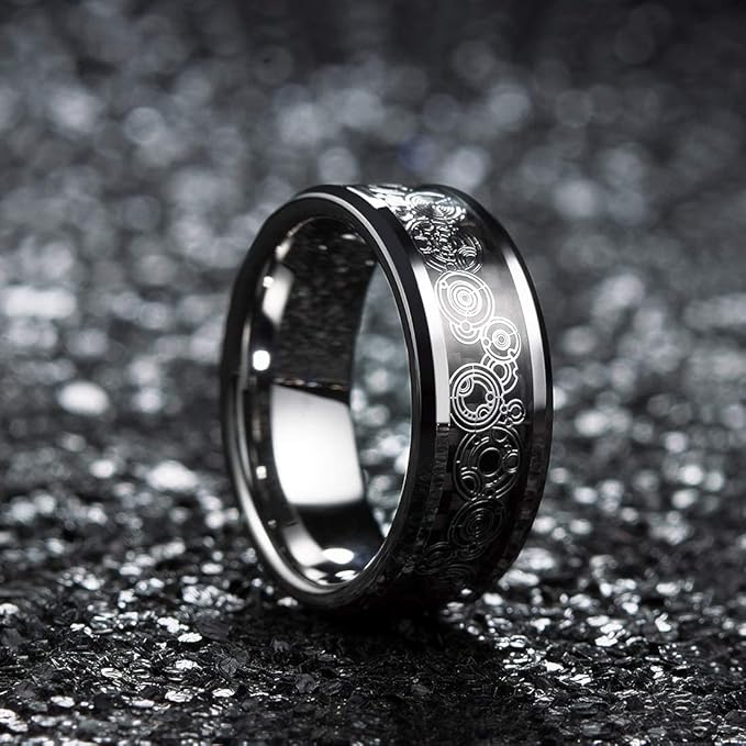 Men's Tungsten Alloy Ring Geometric Black