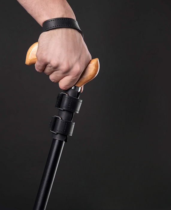 Black wrist strap for walking cane