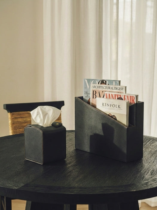 Modern Black Desk Organizer Set – Rose Gold & Vegan Leather