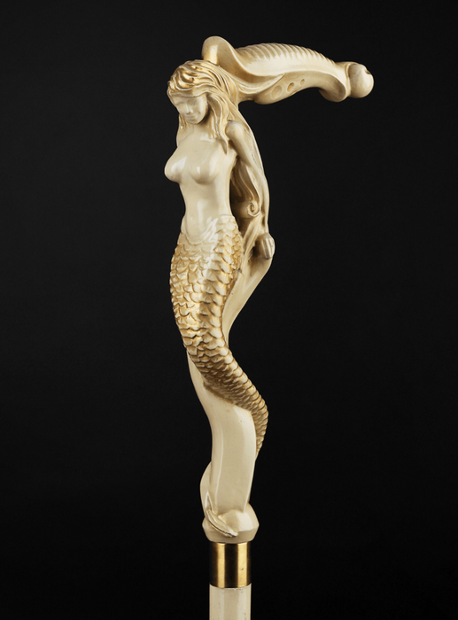 Antique design mermaid walking cane