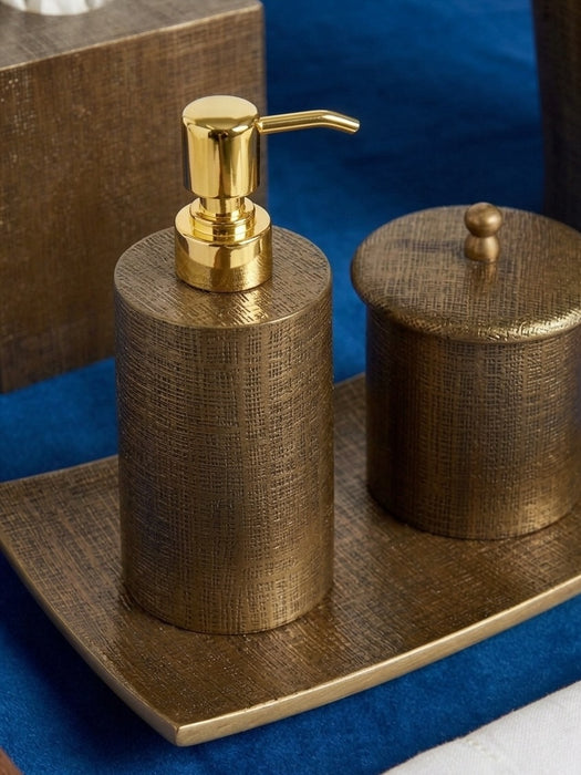 Vintage-Inspired Resin Bathroom Set – Jacquard Design, 7-Piece