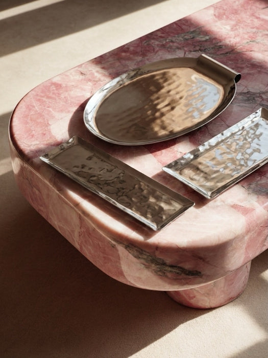 Modern Recto Tray – Polished Stainless Steel, Hammered Texture