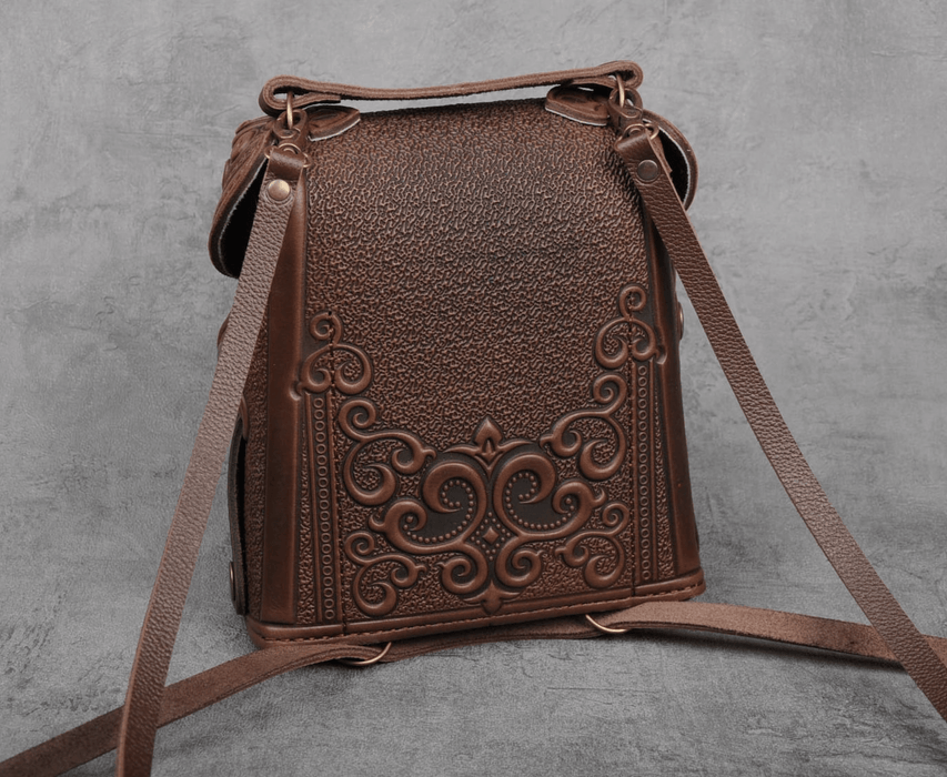 Leather Bag Fashionable Women's Backpack with Embossing