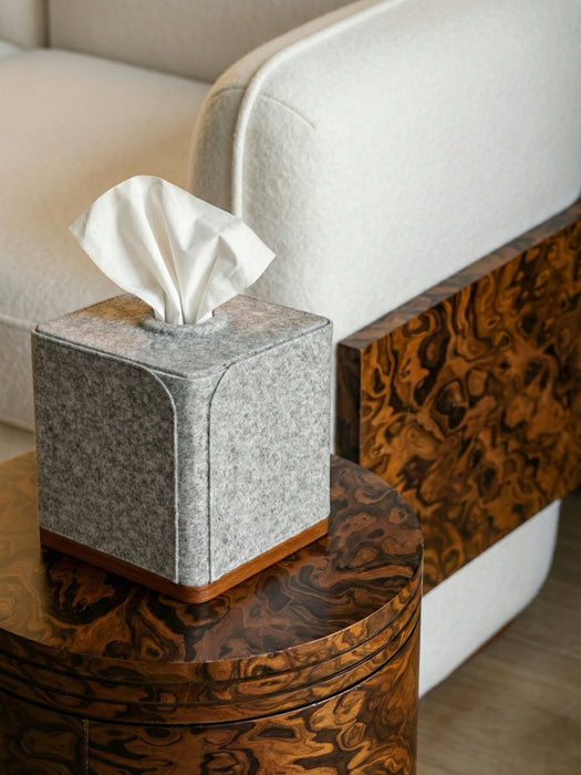 Burnished Finish Desk Organizer – 7-Piece with Suede & Leather