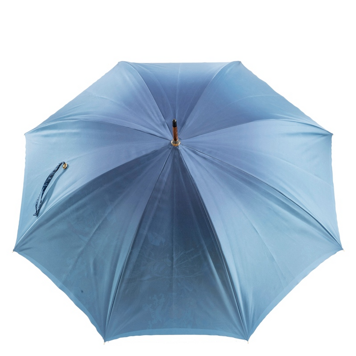 Unique Flowered Interior Blue Canopy Umbrella with Gorse Wood Handle