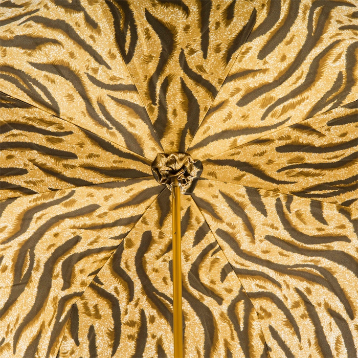 tiger stripe brown umbrella with genuine leather handle