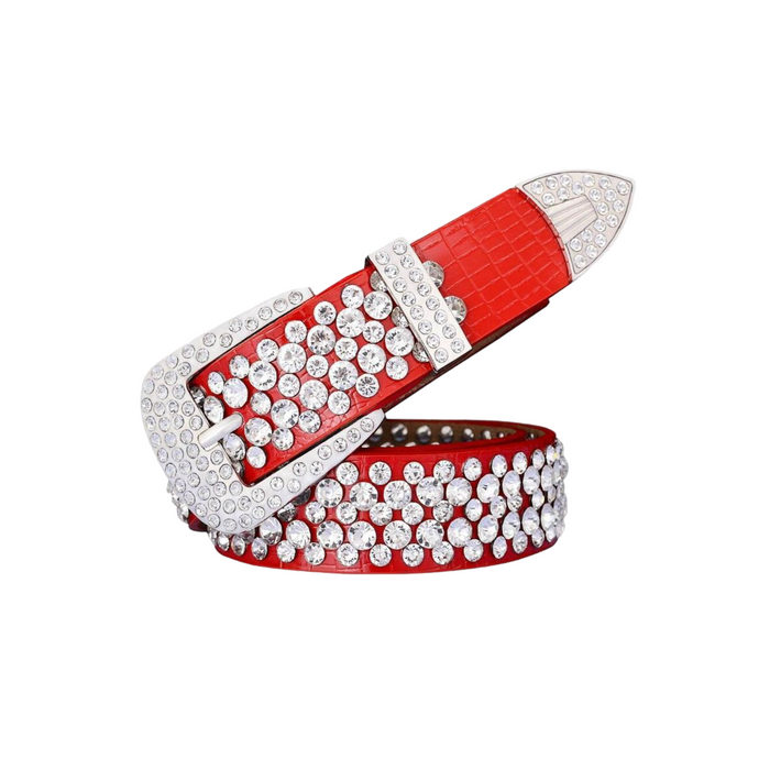 Rhinestone Leather Belt For Women, Syndra Model