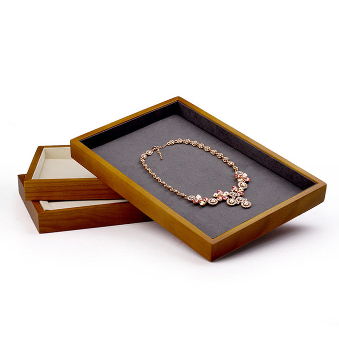 Versatile stackable jewelry storage display tray in solid wood