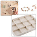 Stackable linen jewelry organizer tray with 12 grids