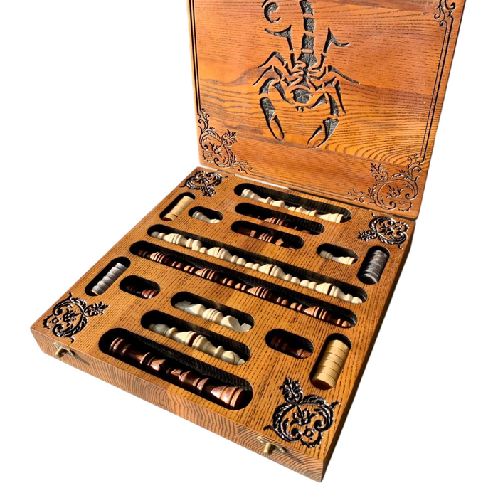 Premium handmade chess and backgammon set