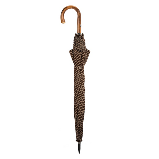 designer geometric jacquard umbrella chestnut handle