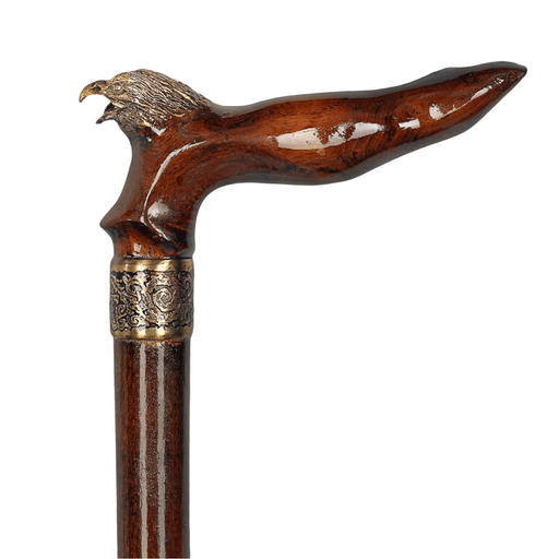Eagle motif wooden walking stick