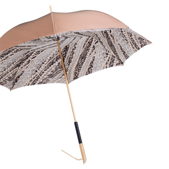 elegant gold pearl print double cloth umbrella - designer
