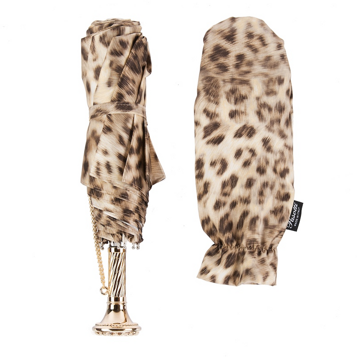 Golden Leopard Chic Folding Umbrella Chic Print