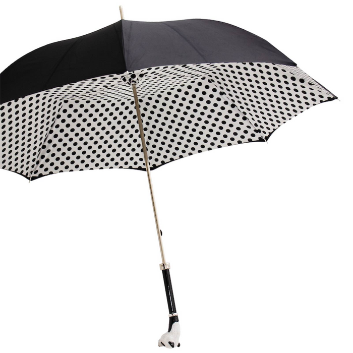 Pretty Black Polka Dots Pretty Panda Handle Umbrella