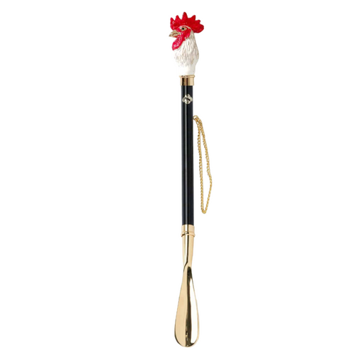 Rooster 24K Gold-Plated Shoehorn with Painted Handle