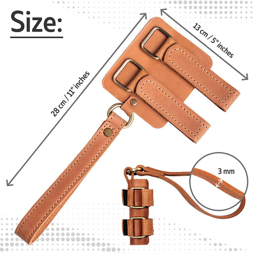 Natural leather cane wrist strap