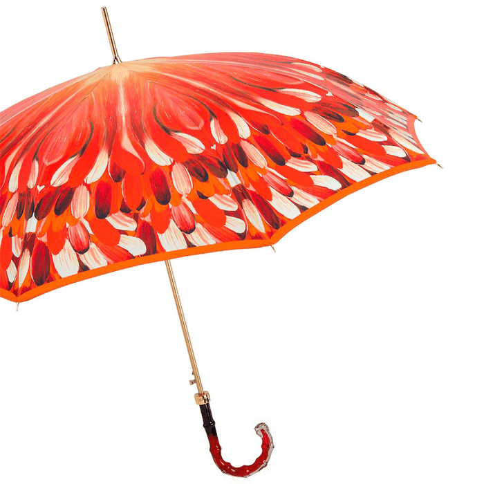 Orange Brush Strokes Designer Handle Umbrella - Artynov | Unique Handmade Accessories