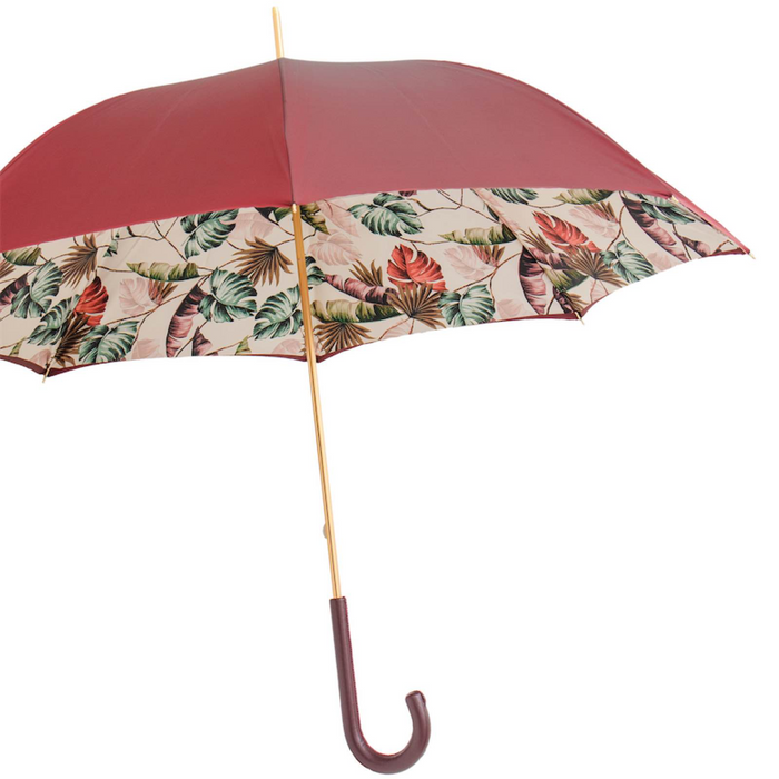 Premium Women's Umbrella for Rain with Artisan Leather Handle