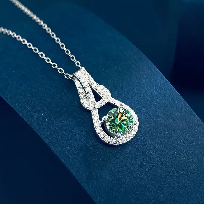 Elegant 1 Carat Moissanite Pendant Necklace – 925 Sterling Silver Luxury Jewelry for Women