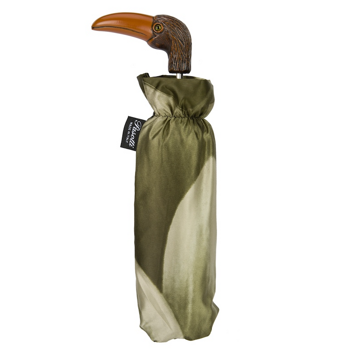 Toucan Green Floral Designer Folding Umbrella