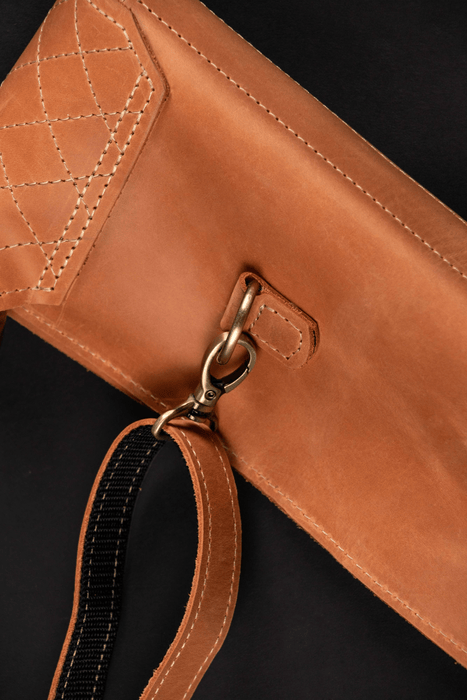 Leather Walking Stick Bag with Pocket, Genuine