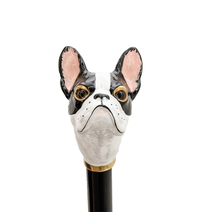 Stylish French Bulldog Handle Black Umbrella Woman