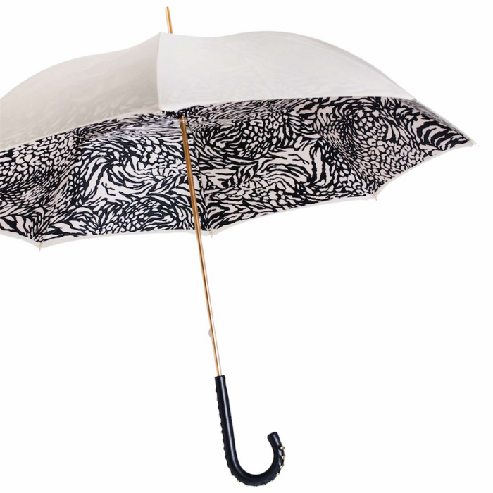 statement white zebra print leather umbrella - glamorous