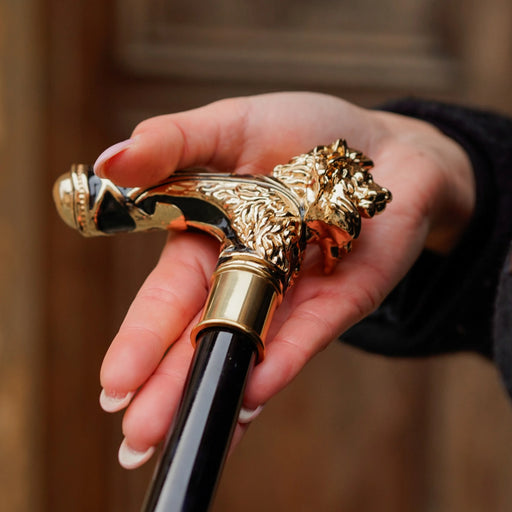 Jewelry Gold Lion Victorian Walking Cane Art Object