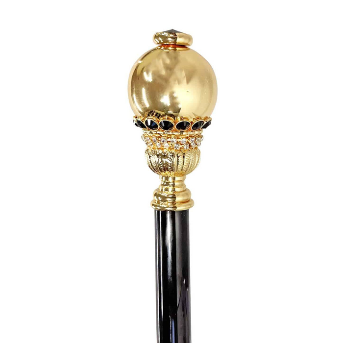 Stylish 24K gold cane with crystal ball knob