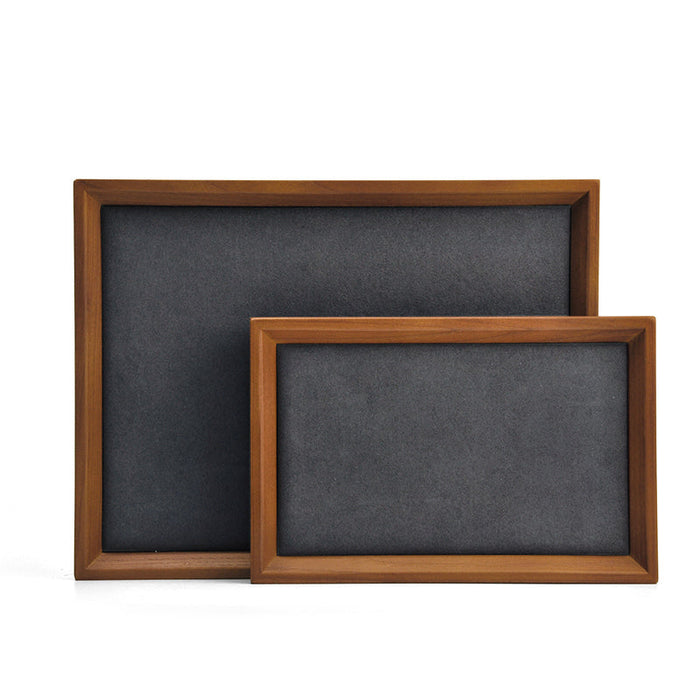 Dark gray wood tray for organizing jewelry