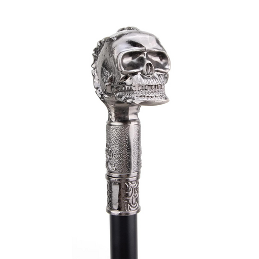 Steampunk skull handle walking stick