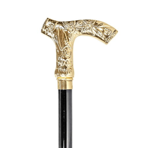 Stylish Engraved Metal Walking Stick - 24K Gold-plated