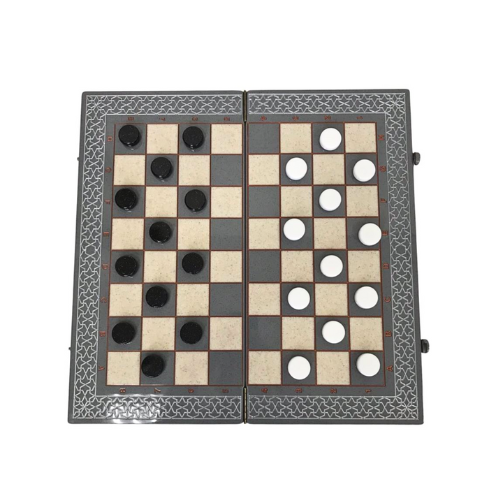 Luxury Grey Acrylic Stone Chess Set 47×23 cm, Limited