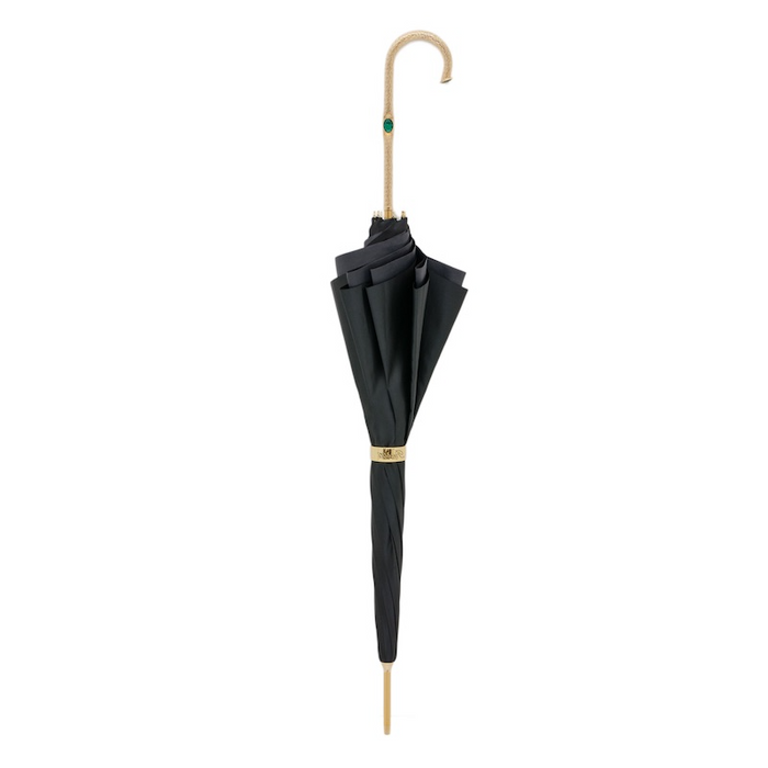 Peacock Gold Handle Black Double Cloth Umbrella Unique