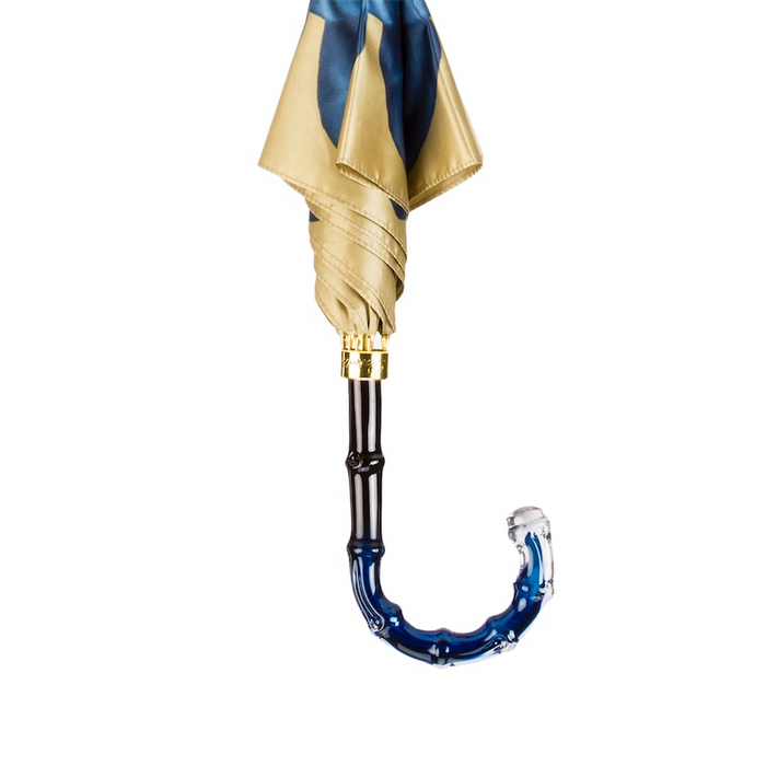 Designer Handcrafted Women Blue Dahlia Umbrella with Unique Handle