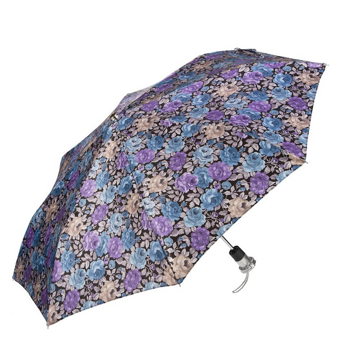Chic Flowered Jewel Brass Folding Umbrella Elegant