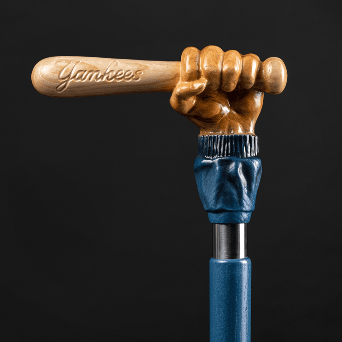 Sports-themed walking cane with Yankees logo