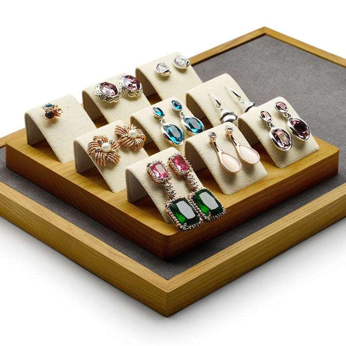 9 Slot Wooden Earring Display Stand - Jewelry Organizer