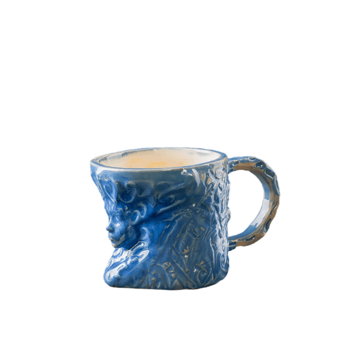 Ocean Blue Victorian-Style Handmade Ceramic Tea Cup