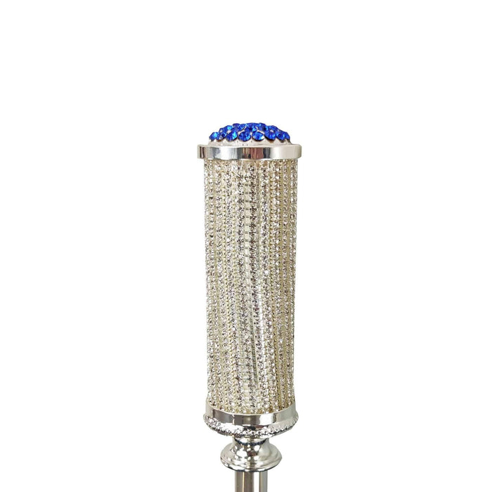 925 Silver-plated Walking Cane with White Crystals