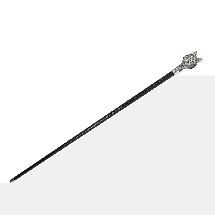 925 Silver-plated Wolf Handle Walking Stick