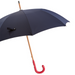 handcrafted navy umbrella with red dots and contrasting handle 