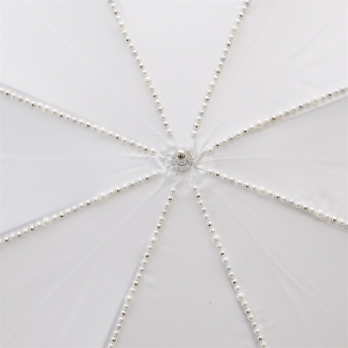 Wedding White Umbrella with Jeweled Brass Handle