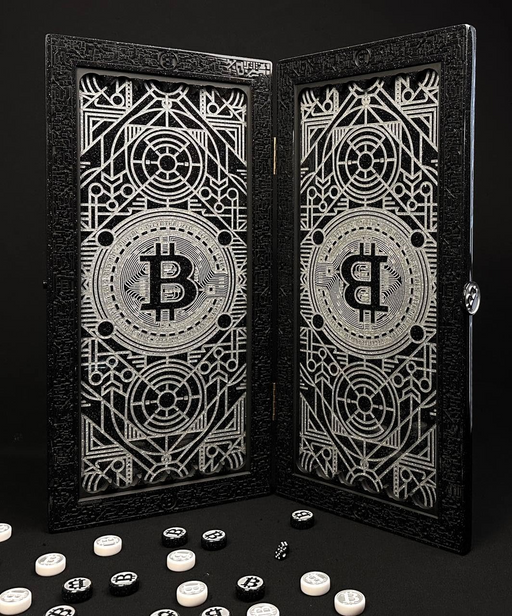 Backgammon board with handcrafted stone details, limited edition