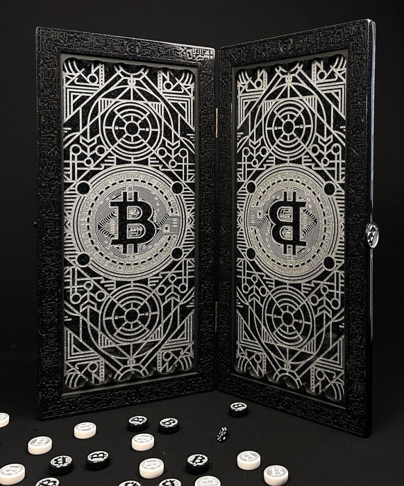 Stone Backgammon, Bitcoin Symbol On Top, Game Board, Limited