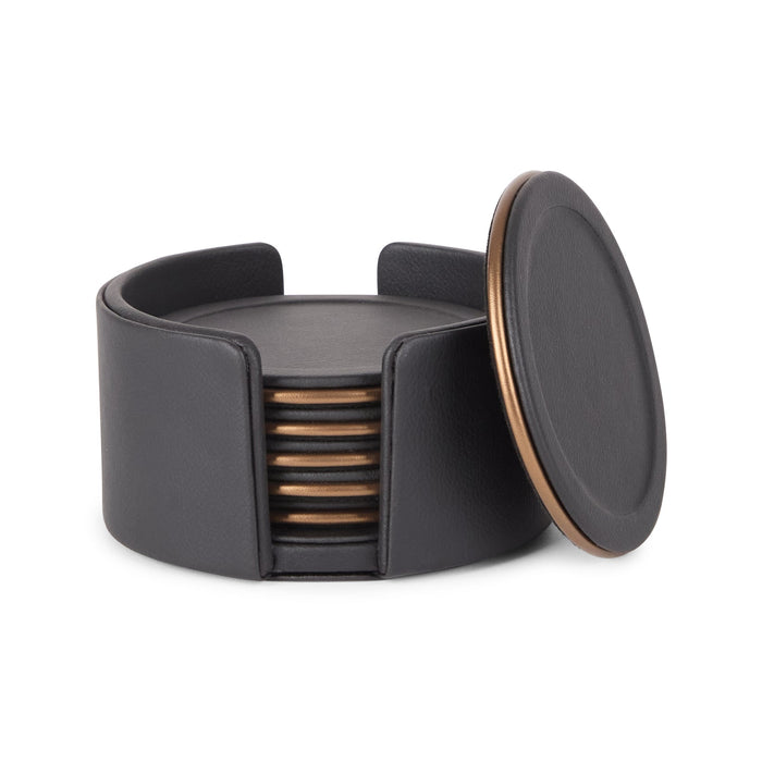 Noir Leather Executive Office Desk Set with Signature Flap Design